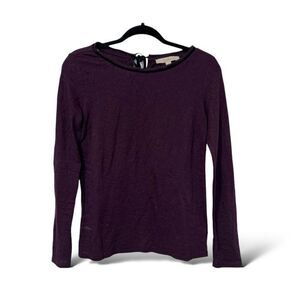 🔥4/$25 Loft Purple Tie Back Long Sleeve Blouse Lace Sheer Women's Small